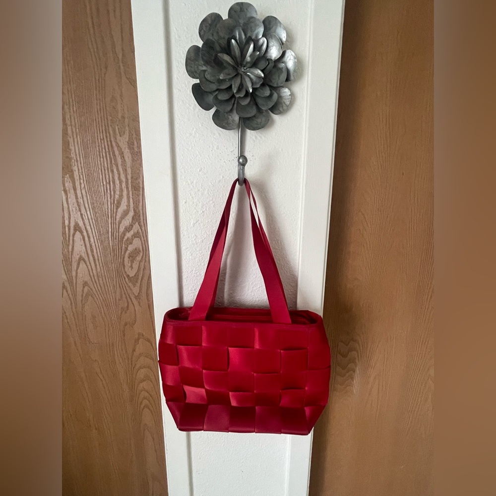 Red Recycled Seatbelts Woven Bag
